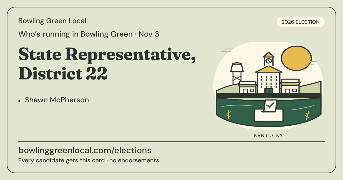 State Representative, District 22, November 3, 2026 — Bowling Green Local race card